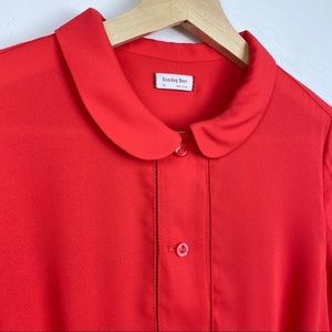<<SUNDAY BEST>> Red crop blouse with cute collar